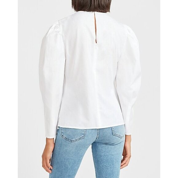 Express Ruched Front Puff Sleeve Top S - Picture 2 of 3